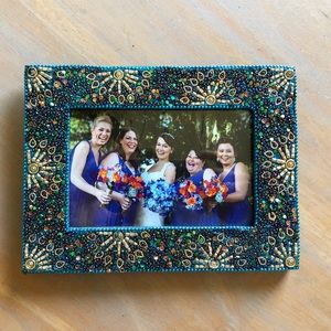 Boho beaded colorful picture frame